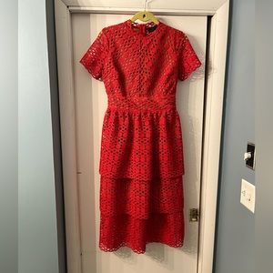 Anthropologie red lace dress